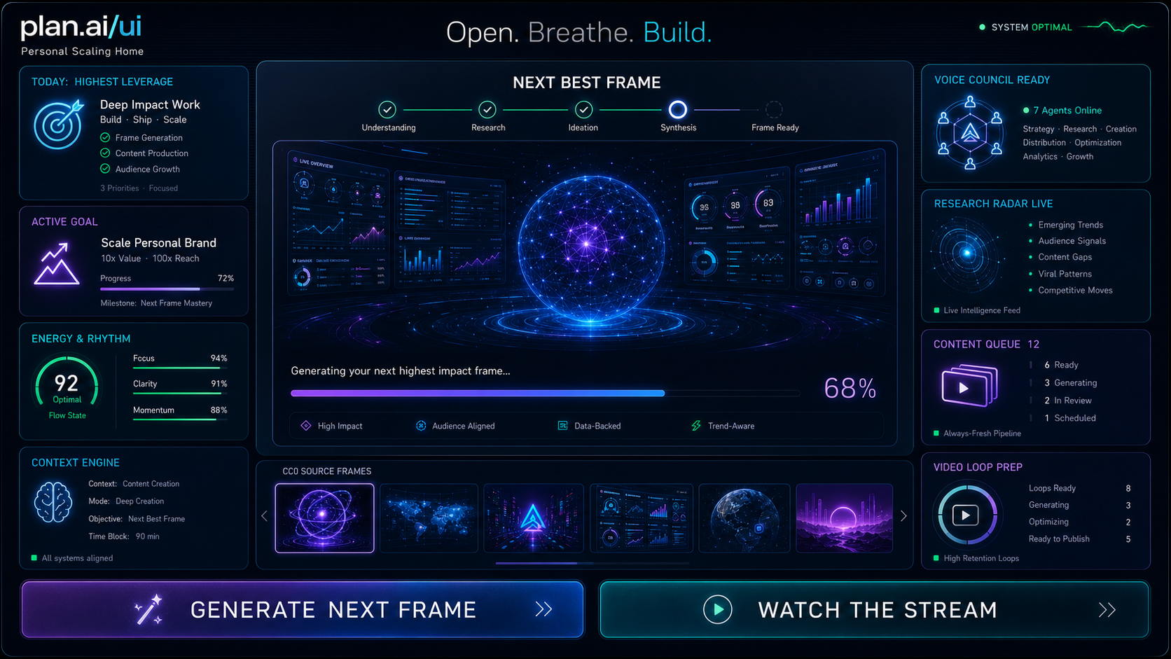 plan.ai UI Agency Frame Stream